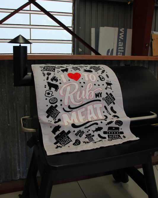 Tea towel resting on BBQ