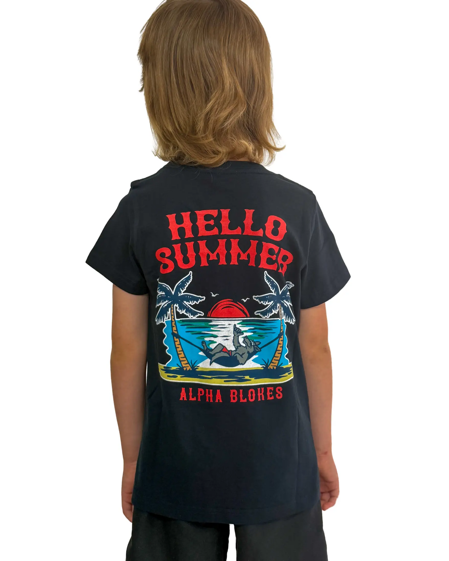 KIDS HELLO SUMMER NAVY TSHIRT Alpha Blokes
