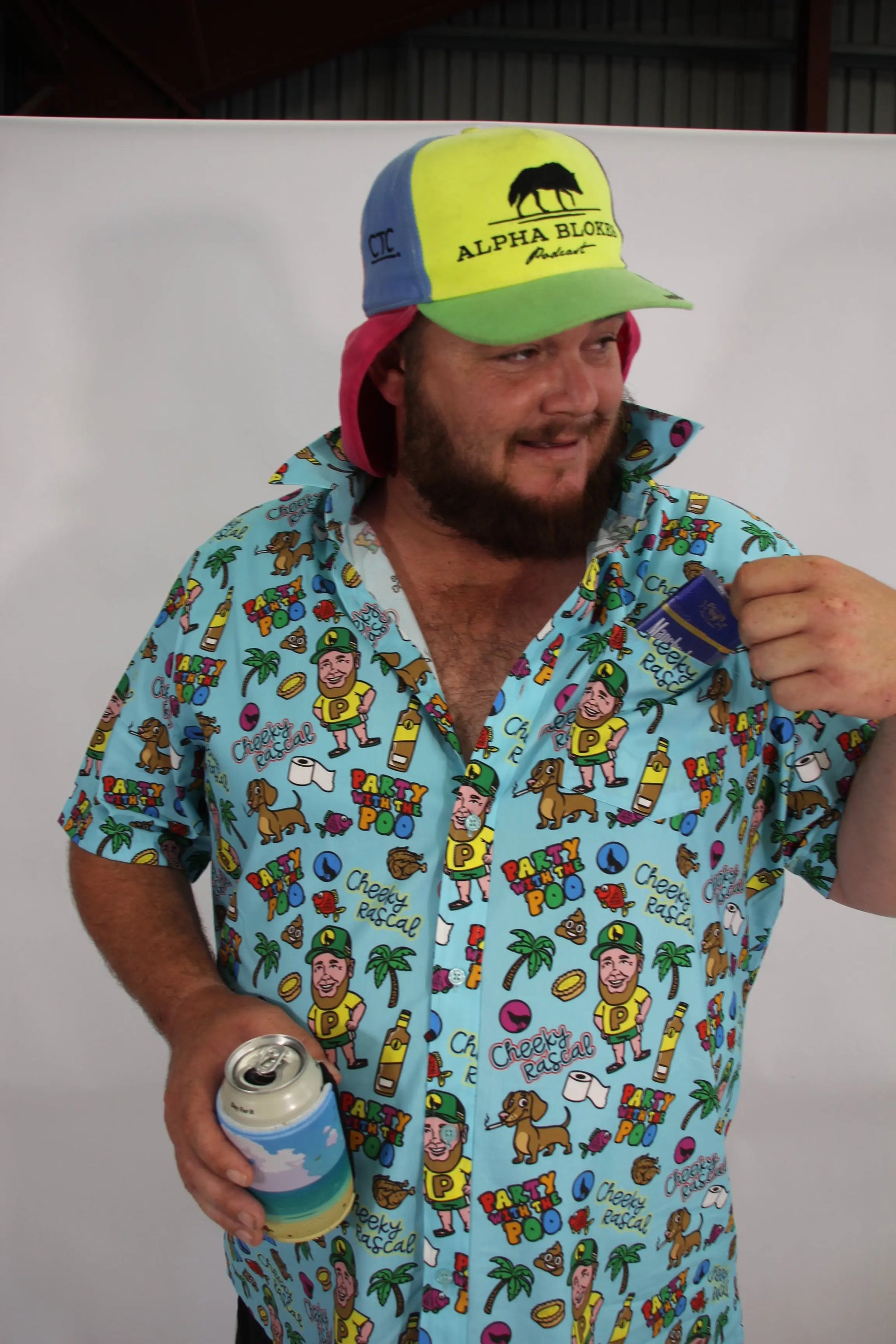 PARTY WITH THE POO BUTTON UP SHIRT Alpha Blokes