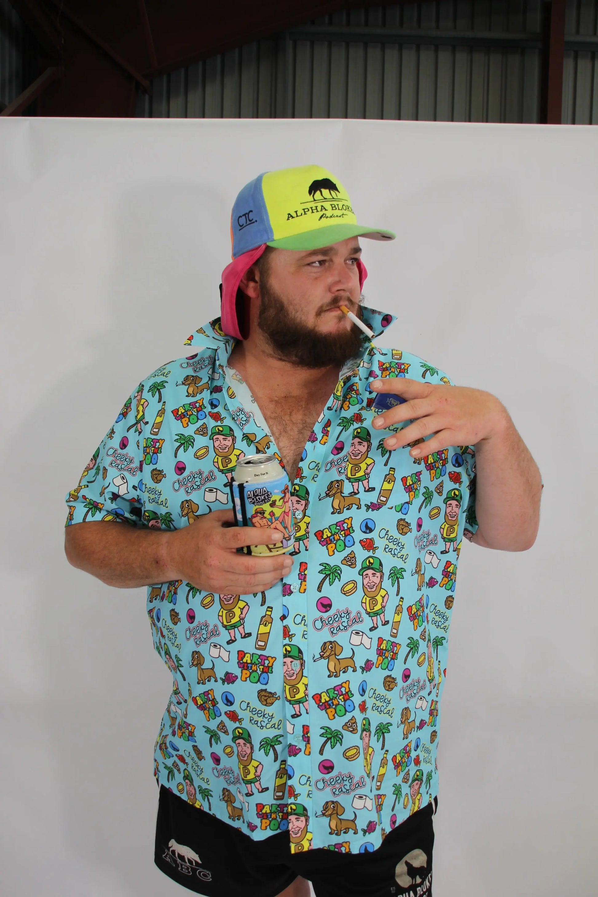 PARTY WITH THE POO BUTTON UP SHIRT Alpha Blokes