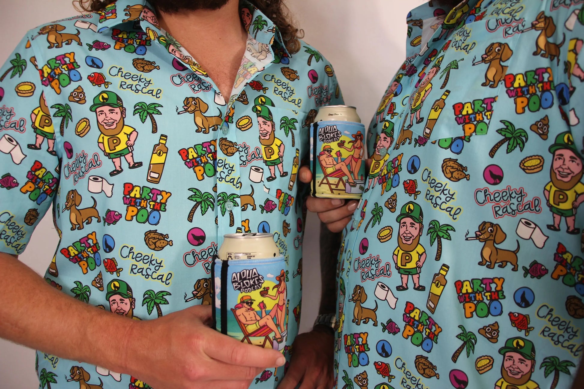 PARTY WITH THE POO BUTTON UP SHIRT Alpha Blokes